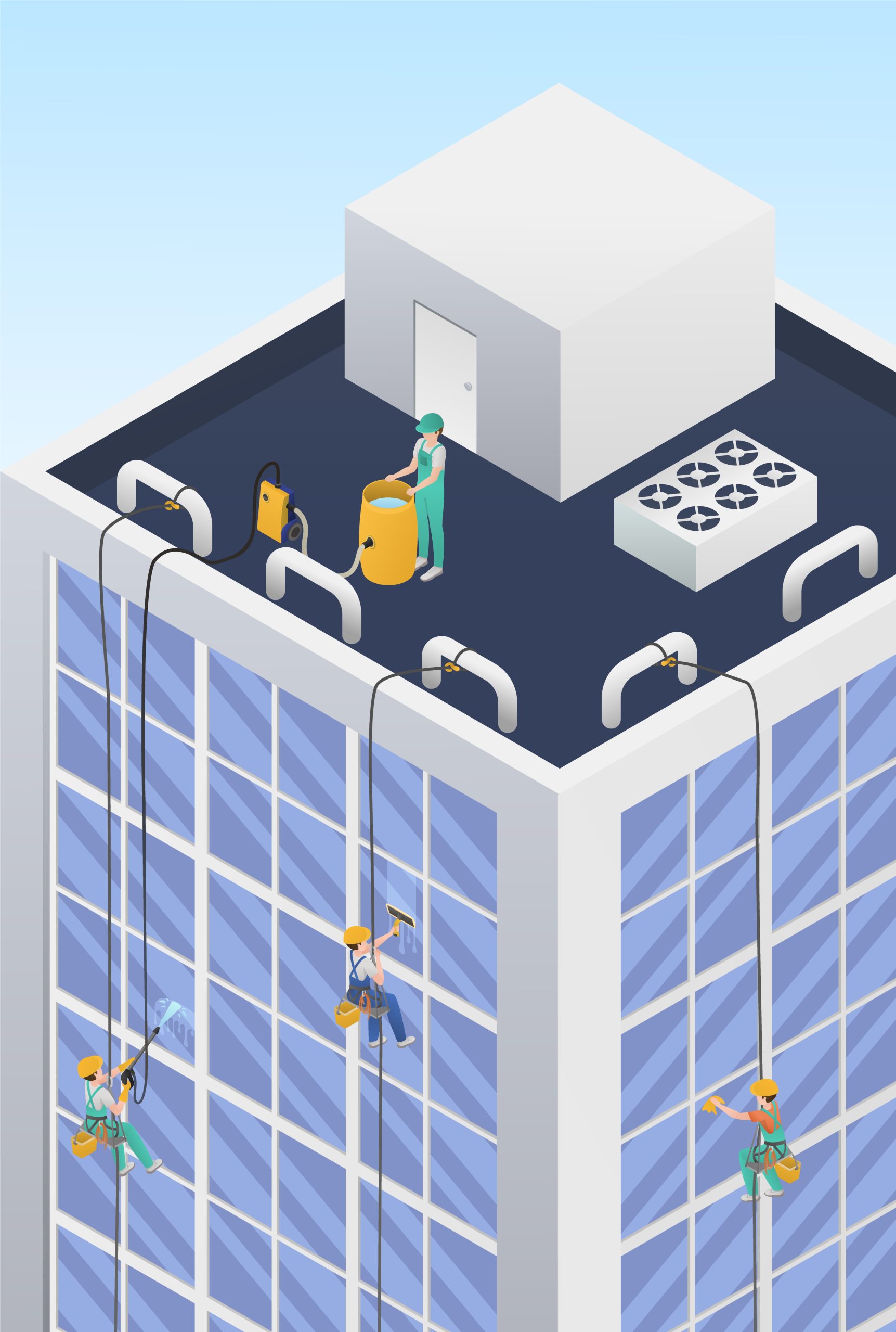 Isometric Professional Cleaning Service Composition